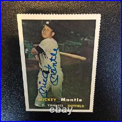 1957 Topps Mickey Mantle Signed Autographed RP Baseball Card With JSA COA