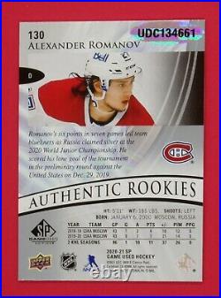 2020-21 SP Game Used Alexander Romanov 27/27 True Rookie Autographed with COA