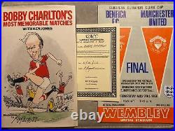 2x SIGNED Sir Bobby Charlton Autograph Items Book & 1968 Programme with COA