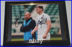 8 x 10 PHOTO SIGNED BY EDDIE JONES, OWEN FARRELL WITH COA FRAMED AUTOGRAPH