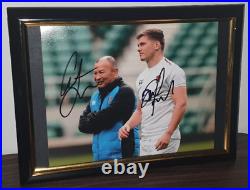 8 x 10 PHOTO SIGNED BY EDDIE JONES, OWEN FARRELL WITH COA FRAMED AUTOGRAPH