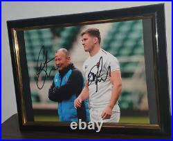 8 x 10 PHOTO SIGNED BY EDDIE JONES, OWEN FARRELL WITH COA FRAMED AUTOGRAPH