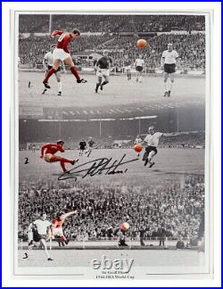 A3 1966 World Cup Hat Trick Photo 1-2-3 Signed By Sir Geoff Hurst 100% With COA