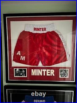 Alan Minter Framed Signed Boxing Shorts With a COA