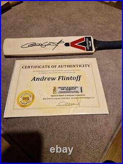 Andrew Flintoff Signed Mini Cricket Bat With COA