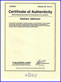 Andrew Johnson Cut Signature With Coa