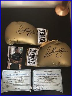 Anthony Joshua Signed Pair of Boxing Gloves With COA Gold