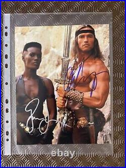 Arnold Schwarzenegger & Grace Jones Signed 8 X 10 Photo With COA Conan