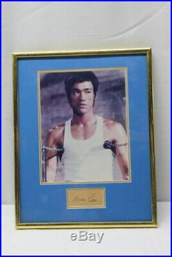 Authentic Bruce Lee Autograph Photo, Picture with Cut Signature COA Glass Framed