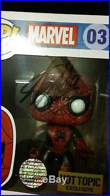 Autograph Signed Stan Lee Spider-Man Funko Pop! HT Exclusive #03 with COA