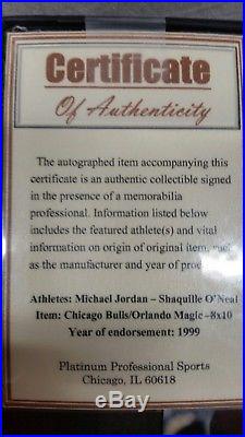 Autographed Michael Jordan and Shaquille O'neal photograph! With COA