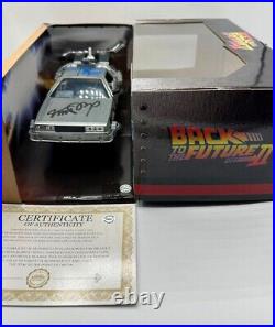 BACK TO THE FUTURE II 2 DELOREAN Signed by MICHAEL J FOX with COA and PICTURE