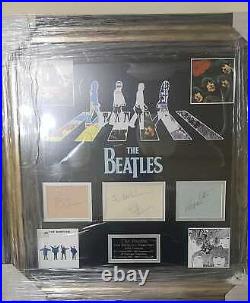 BEATLES RARE Signed Frame Presentation with All 4 Member signatures with COA