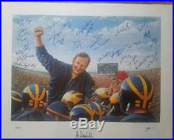 Bo Schembechler Autographed Lithograph Also with 25 player sigs COA Michigan