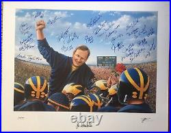 Bo Schembechler Autographed Lithograph Also with 25 player sigs COA Michigan