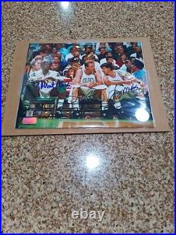 Boston Celtics Signed Autographed 8x10 Bird, Mchale, And Perish With Coa