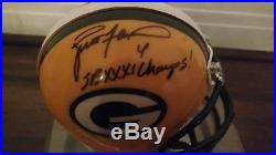 Brett Favre Autographed Mini Helmet with super bowl inscription COA! Packers #4