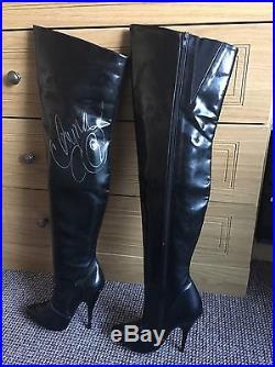 CHYNA SIGNED BOOTS WITH COA, With Playboy Magazine And DVD, WWF, WWE, WCW, ECW, TNA