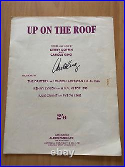 Carole King Signed Songsheet Up On The Roof With Coa