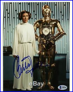 Carrie Fisher Autographed 8 x 10 Star Wars With C3PO Photograph BAS COA