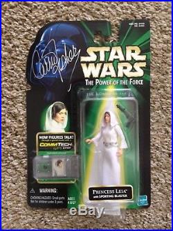Carrie Fisher Mark Hamill Signed POTF Star Wars Figures with Celebration II COA