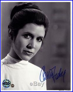 Carrie Fisher Signed Vertical B/W Close Up 8x10 Photo With COA Steiner