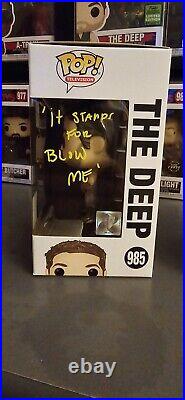 Chase Crawford Signed The Boys Funko Pop, The Deep 985 With Quote And Coa