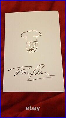 Chef South Park Trey Parker signed sketch with COA letter