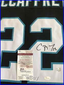 Christian McCaffrey Autographed Framed Jersey With JSA COA