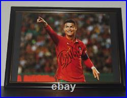 Cristiano Ronaldo Hand Signed Framed Photo With Coa Authentic Autograph