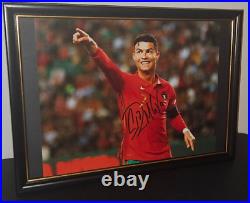 Cristiano Ronaldo Hand Signed Framed Photo With Coa Authentic Autograph