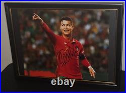 Cristiano Ronaldo Hand Signed Framed Photo With Coa Authentic Autograph