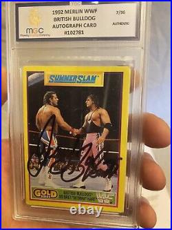 Davey Boy Smith, British Bulldog Signed, Autographed Card Encapsulated With COA