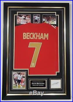 David Beckham of England Signed card and Shirt Autograph Display with COA