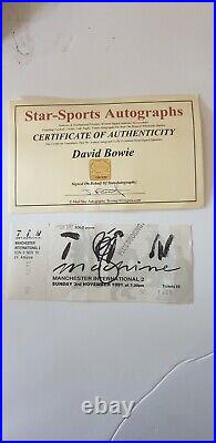 David bowie signed original autographed tin machine ticket 1991 with COA