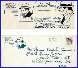 Dick Tracy creator CHESTER GOULD ORIGINAL INK SKETCH SIGNED INSCRIBED WITH COA