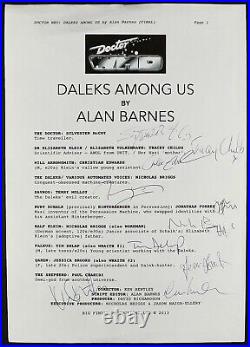Dr WHO DALEKS AMONG US BY ALAN BARNES MULTI HAND SIGNED 11 CAST SHEET WITH COA
