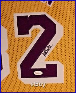 EARVIN MAGIC JOHNSON AUTOGRAPHED FRAMED LAKERS JERSEY with JSA WITNESSED COA
