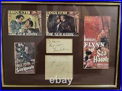 ERROL FLYNN & FLORA ROBSON Framed Autographs With COA