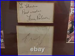 ERROL FLYNN & FLORA ROBSON Framed Autographs With COA