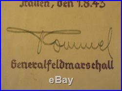Erwin Rommel, GERMAN WEHRMACH AFRICA CORPS, WORLD WAR II, hand signed, with COA