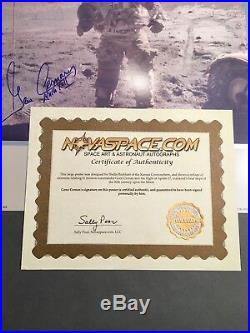 Eugene Gene Cernan Apollo 17 CDR Signed 20x35 Poster With COA
