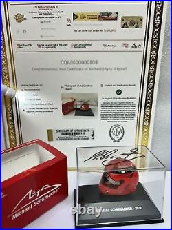 F1 Helmet Mercedes 2010 Scale 1/8, Signed By Michael Schumacher with COA