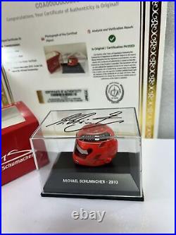 F1 Helmet Mercedes 2010 Scale 1/8, Signed By Michael Schumacher with COA