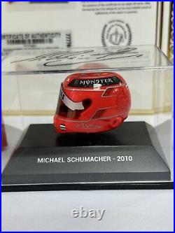 F1 Helmet Mercedes 2010 Scale 1/8, Signed By Michael Schumacher with COA