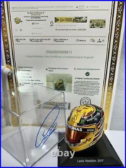 F1 Helmet Mercedes 2017 Scale 1/5, Signed By Lewis Hamilton with COA