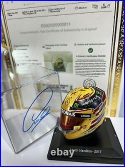 F1 Helmet Mercedes 2017 Scale 1/5, Signed By Lewis Hamilton with COA