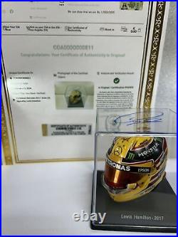 F1 Helmet Mercedes 2017 Scale 1/5, Signed By Lewis Hamilton with COA