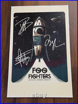 FOO FIGHTERS POSTER 11x17 SIGNED & AUTHENTICATED with COA