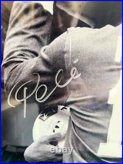 FRAMED MUHAMMAD ALI & PELE PHOTO EMBRACE Signed by Pele with COA
